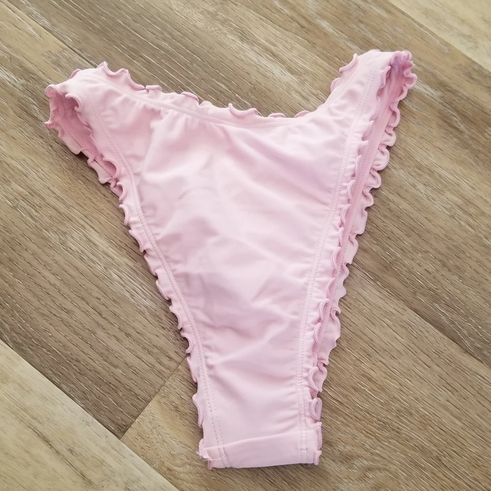 NWT Wild Fable Light Pink Mid Rise Super Cheeky Bikini Bottom Size XXS
